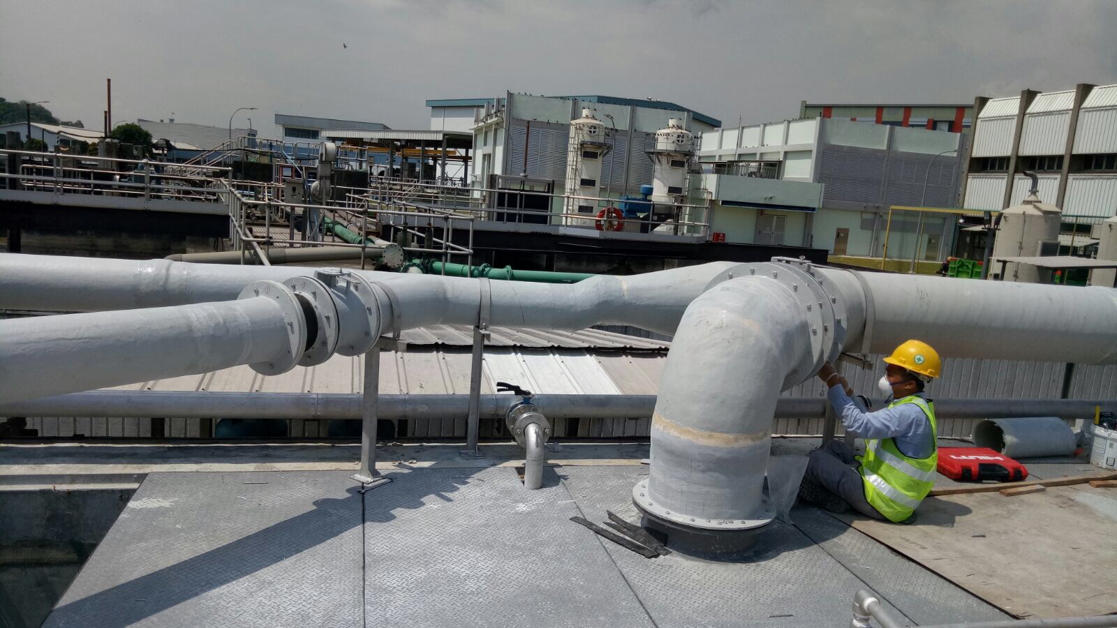 Installation of FRP Dampers and Flexible Joints